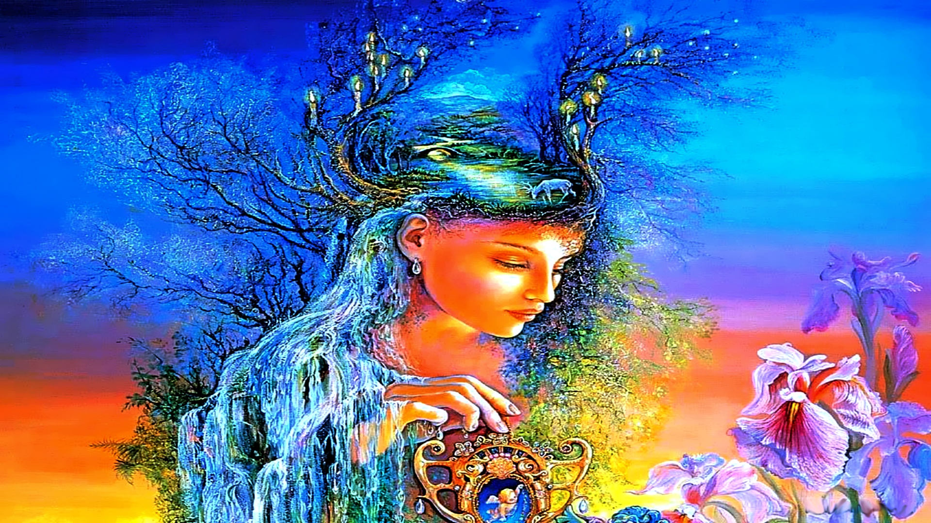 fantasy-undine-abstract-anime-beauty-clouds-colorful-fantasy-flowers